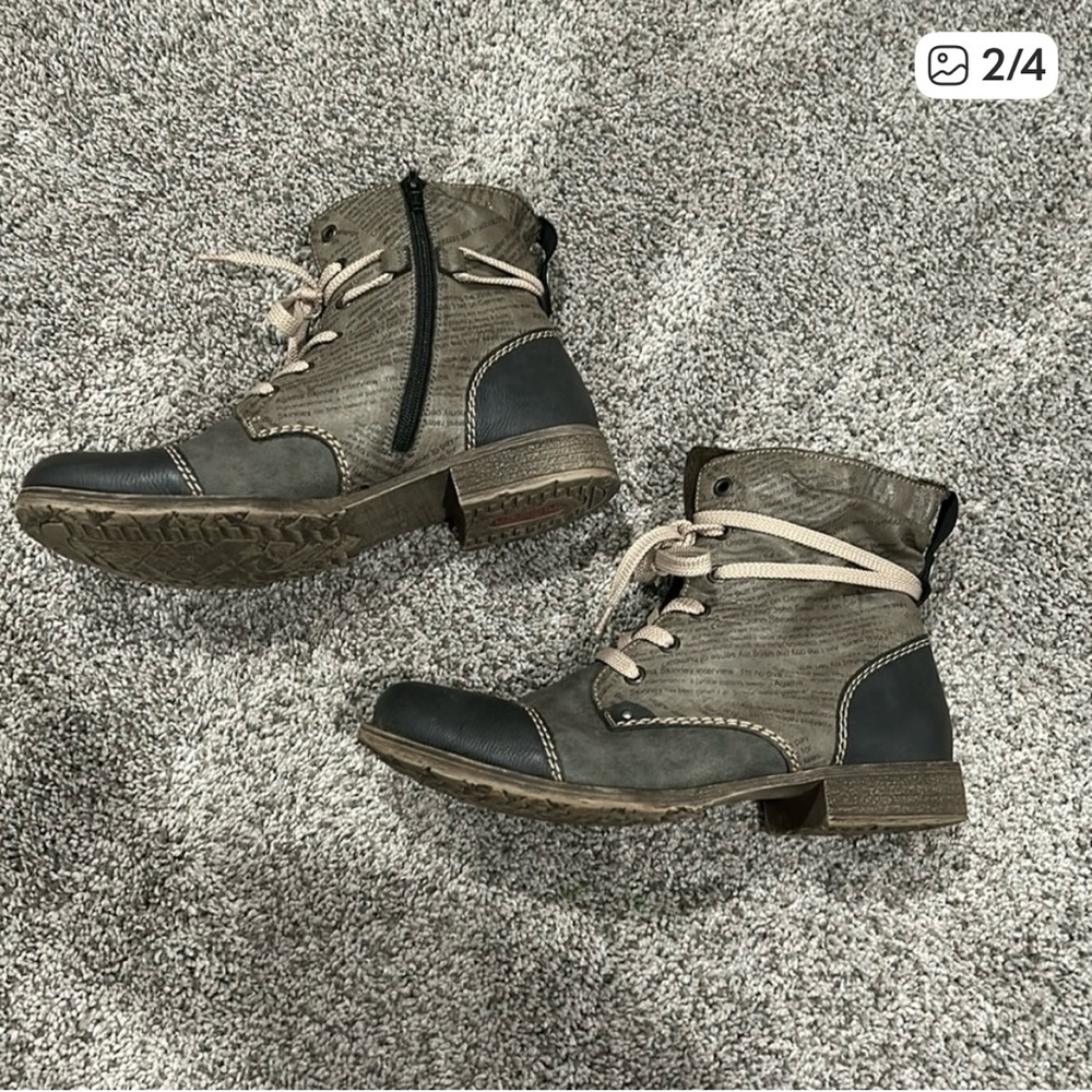 Rieker newsprint  sz 40 (9) Peyton lace up boots comfort fit. - Picture 4 of 13